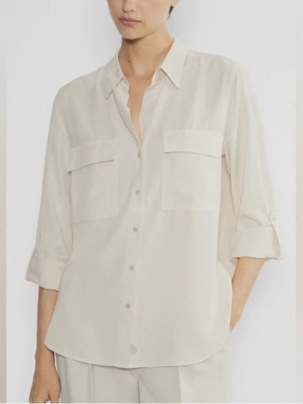 Babaton Aritzia Cream Utility Shirt